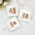 Personalizzato Dio dice Versetto Biblico Nascita Fiore Quadrato Ceramica Trinket Gioielli Piatto con Nome Battesimo Compleanno Regalo di Natale per Donne Cristiane