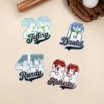 Personalized Multicolor Baseball Ice Cream Drip Stickers with Name and Number Birthday Gift for Baseball Lovers
