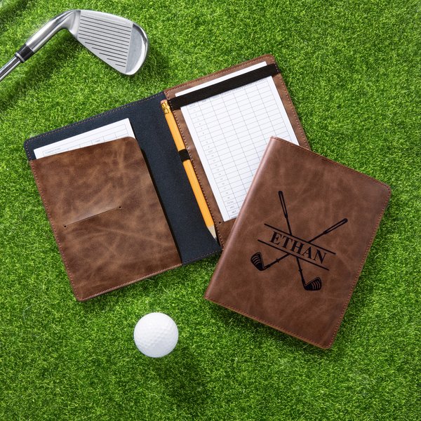Personalised PU Leather Golf Scorecard Holder with Initial and Name Competition Training Accessories Birthday Game Day Gift for Man Golf Lover