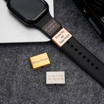 Personlig enkel gravert tekst Rektangelklokkearmbånd Charm Smartwatch tilbehør Daglig bruk Bursdagsgave til kvinner menn