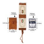 Personalized Portable Engraved Text PU Leather Cribbage Board with Playing Cards and Elastic Rope Travel Outdoor Game Birthday Gift for Family Friends
