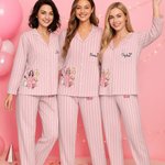 Personalisierte rosa gestreiften kosmetischen Pyjamas Set mit Namen täglichen Gebrauch Bachelorette Party Geburtstagsgeschenk für Frau Mädchen