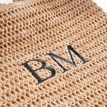 Personalized Embroidered Initial Raffia Tote Bag Reusable Beach Travel Accessory Bridal Party Mother's Day Gift for Her