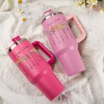 Personalized Multicolour Birth Flower 40oz Tumbler with Name Lid and Straw Birthday  Mother's Day Gift for Mother Grandma