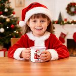 Personalisierte niedliche Weihnachtsmann Emaille Tasse 355 ml mit Namen Weihnachten Geschenk für Familie Kinder