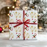 Personalized Santa Hat Candy Cane Initial Wrapping Paper with Name Christmas Gift Decor for Family Friends