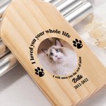 Personligt vindspel i trä med foto och tassavtryck med textnamn och datum Minnesmärke Sympati Pet Loss Present till husdjursägare
