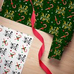 Personalized Santa Hat Candy Cane Initial Wrapping Paper with Name Christmas Gift Decor for Family Friends