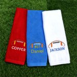 Toalla deportiva personalizada con diseño de balón de fútbol, 100% algodón, superabsorbente, suave y ligera, con nombre bordado Regalo de cumpleaños para los amantes de los deportes de fútbol