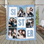 Gepersonaliseerd Negenhoekig Raster Zus Zachte Deken met 6 Foto's Collage Home Decor Verjaardag Verjaardagscadeau voor Besties Vrienden