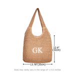 Personalized Embroidered Initial Raffia Tote Bag Reusable Beach Travel Accessory Bridal Party Mother's Day Gift for Her