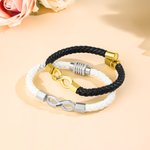 Personalized Love Infinity Waterproof PU Leather Matching Bracelet with Text  Anniversary Birthday Gift for Couple Lover