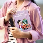 Personalized Cartoon Travel Character Car 2026 Planner A5 Spiral Notebook with Weekly Monthly Planner Pages Birthday Gift for Men Women