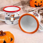 Tasse en Émail 355 ml Personnalisée avec Nom Texte et Motif Fantôme Raton Laveur Citrouille Cadeau Halloween pour Enfants