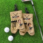Personalised Golf Club Cartoon Character Face Photo Golf Ball Bag with Name Golf Accessories Birthday Gift for Golf Lovers