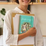 Personalized Cartoon Reading Girl Cat Book 2026 Planner Spiral A5 Notebook with Weekly Monthly Planner Pages Birthday Gift for Book Lovers Women
