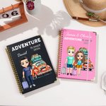 Personalized Cartoon Travel Character Car 2026 Planner A5 Spiral Notebook with Weekly Monthly Planner Pages Birthday Gift for Men Women