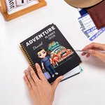 Personalized Cartoon Travel Character Car 2026 Planner A5 Spiral Notebook with Weekly Monthly Planner Pages Birthday Gift for Men Women