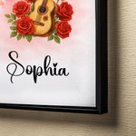 Personalized Guitar Birth Flower Butterfly Music Symbol Canvas Poster Framed Frameless Painting Christmas Birthday Gift for Music Lovers Guitarists