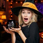 Tasse à café en céramique avec initiale et nom Cadeau d'Halloween pour femmes et enfants