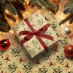 Personalized Santa Hat Candy Cane Initial Wrapping Paper with Name Christmas Gift Decor for Family Friends