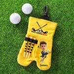 Personalised Golf Club Cartoon Character Face Photo Golf Ball Bag with Name Golf Accessories Birthday Gift for Golf Lovers
