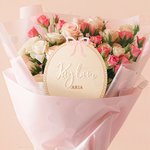 Personalized Coquette Bow Wooden Oval Baby Announcement Sign with Name and Birth Stats Baby Shower Gift for Newborns Expecting Parents