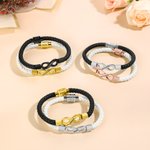 Personalized Love Infinity Waterproof PU Leather Matching Bracelet with Text  Anniversary Birthday Gift for Couple Lover