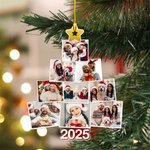 Personlig 2025 julgran 9 foton akryl hängande prydnad träddekoration Rolig julklapp för familj vänner