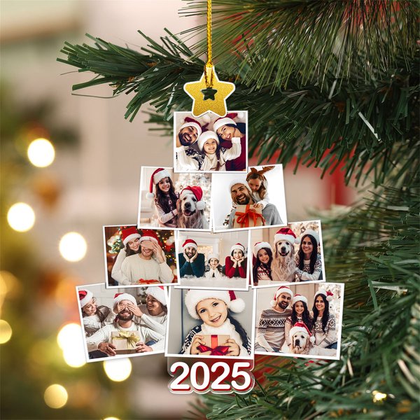 Personalizzato 2025 Albero di Natale 9 foto acrilico appeso Decorazione albero ornamento divertente regalo di Natale per gli amici della famiglia