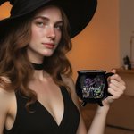 Tasse à café en céramique avec initiale et nom Cadeau d'Halloween pour femmes et enfants