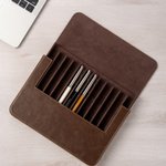 Personalized Retro Initial Name PU Leather Pen Case with 6/12 Slots Birthday Christmas Gift for Men Officers