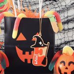 Gepersonaliseerde Pompoen Spook Vleermuis Acryl Halloween Mand Naam Label met initiaal Spooky Halloween Gift voor jongens meisjes