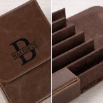 Personalized Retro Initial Name PU Leather Pen Case with 6/12 Slots Birthday Christmas Gift for Men Officers