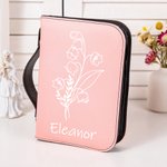 Personalized Birth Flower Bible Verses PU Leather Book Cover with Name Birthday Anniversary Gift for Christians Women