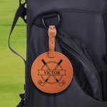 Personligt golfmönster Monogram PU läder Golf Bag Tag Tee Holder med justerbar rem Födelsedag julklapp för golfspelare älskare