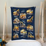 Henkilökohtainen Construction Trucks pehmeä heittää huopa nimi Home Decor syntymäpäivälahja pojille Truck ystäville