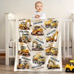 Henkilökohtainen Construction Trucks pehmeä heittää huopa nimi Home Decor syntymäpäivälahja pojille Truck ystäville
