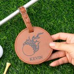 Personligt golfmönster Monogram PU läder Golf Bag Tag Tee Holder med justerbar rem Födelsedag julklapp för golfspelare älskare