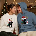 Personalised Christmas Trees Snowmen Multicolour Sweatshirt Hoodie with Initial and Name Christmas Gift for Family Friends