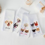 Personalized Pet Face Photo Design Soft Microfiber Waffle Tea Towel with Embroidered Name Birthday Memorial Gift for Pet Lovers