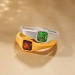 Bague de pierre de naissance carrée personnalisée Bijoux de fantaisie à porter au quotidien Cadeau d'anniversaire pour homme