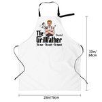 Personalized Grillfather Cartoon Character Name Apron with Front Pockets Birthday Christmas Gift for Dad Grandpa Husband BBQ Enthusiasts