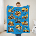 Henkilökohtainen Construction Trucks pehmeä heittää huopa nimi Home Decor syntymäpäivälahja pojille Truck ystäville