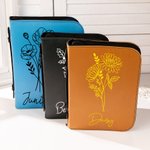 Personalized Birth Flower Bible Verses PU Leather Book Cover with Name Birthday Anniversary Gift for Christians Women