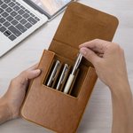 Personalized Retro Initial Name PU Leather Pen Case with 6/12 Slots Birthday Christmas Gift for Men Officers