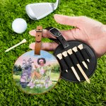 Personalized Watercolour Cartoon Character Adjustable PU Leather Golf Tee Holder Bag Tag with Name Birthday Christmas Gift for Women Golfers