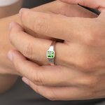 Bague de pierre de naissance carrée personnalisée Bijoux de fantaisie à porter au quotidien Cadeau d'anniversaire pour homme