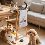 Personalized Pet Face Photo Design Soft Microfiber Waffle Tea Towel with Embroidered Name Birthday Memorial Gift for Pet Lovers