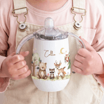 Gepersonaliseerde beer wasbeer hert bos dier 10 oz Food-Grade geïsoleerde drinkbeker met naam en handvat Baby Shower verjaardagscadeau voor kinderen